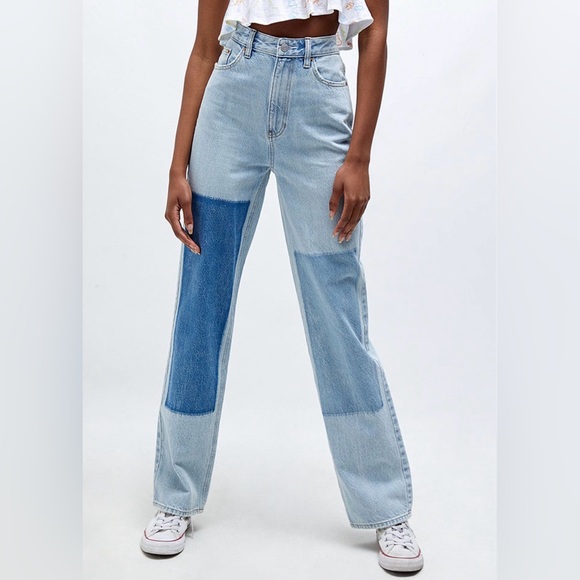 PacSun Denim - PacSun 90s Boyfriend Jeans Size 27 Light Wash Patchwork High Rise Baggy Denim